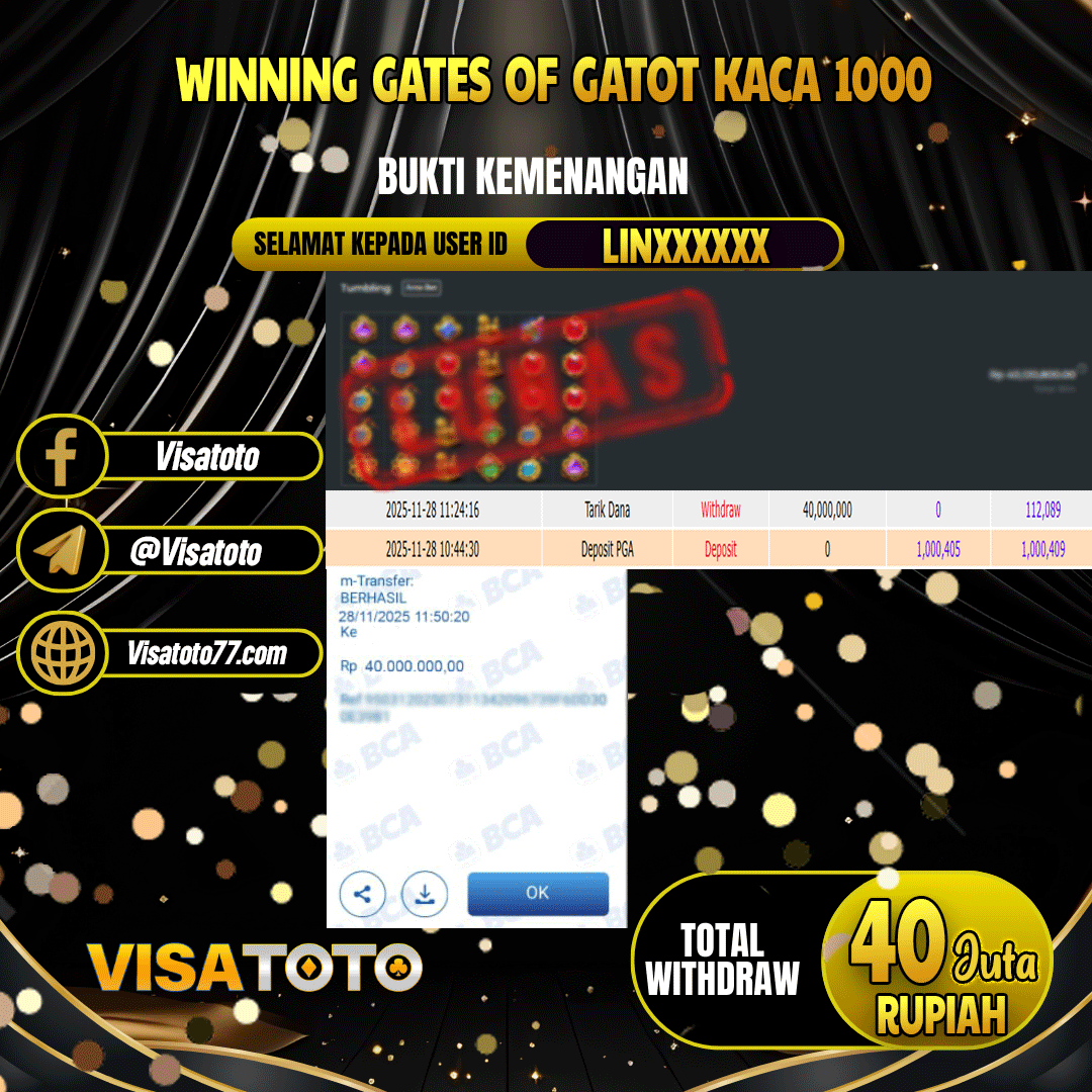 VISATOTO JACKPOT SLOT GATES OF GATOT KACA 1000 RP.40.000.000,- LUNAS USER ID LIN***